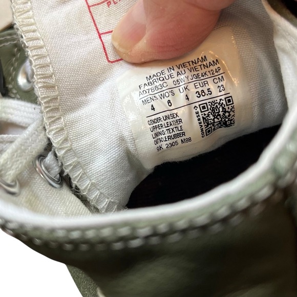 Converse Chuck Taylor All Star Sneakers Shoes Mens Size 4 Womens 6 Green Leather - Picture 12 of 12